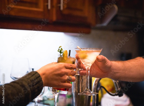 bartender preparing passion fruit mojito drink 