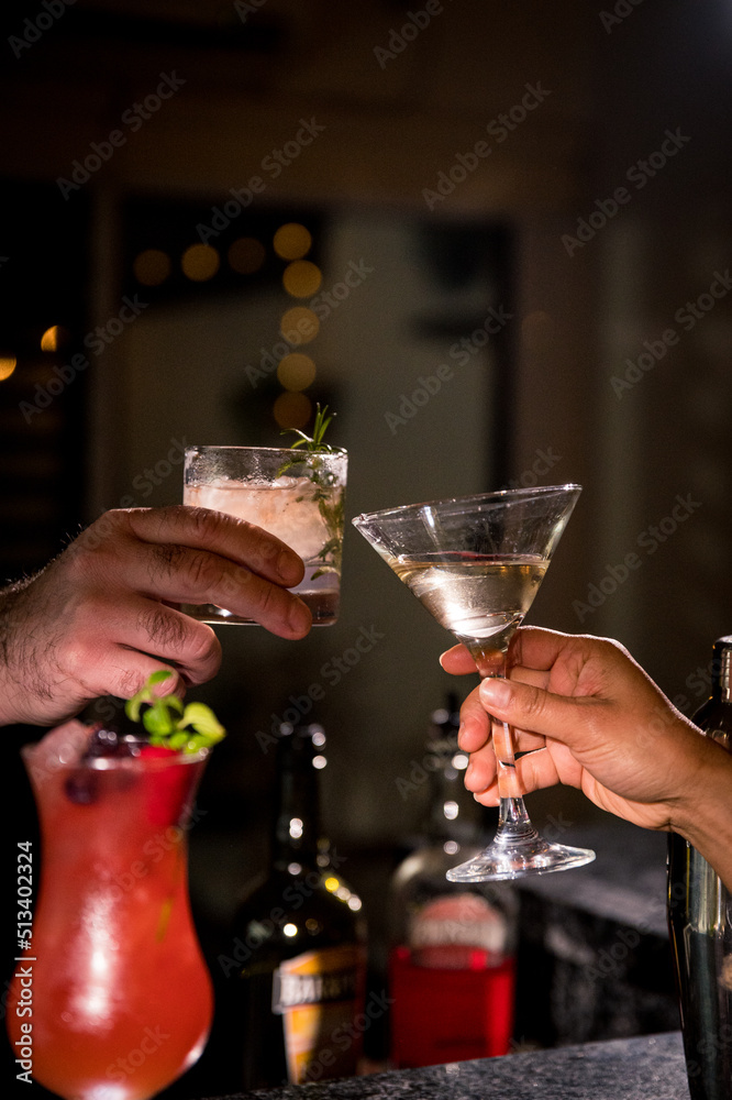 bartender preparing dry martini drink