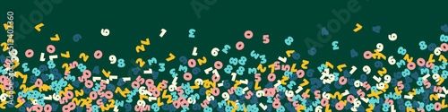 Falling pastel numbers. Math study concept with flying digits. Sublime back to school mathematics banner on blackboard background. Falling numbers vector illustration.