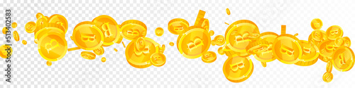 Thai baht coins falling. Captivating scattered THB coins. Thailand money. Breathtaking jackpot, wealth or success concept. Vector illustration.