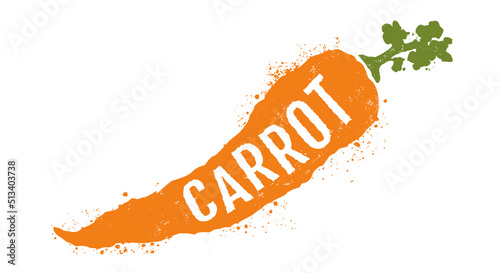 Vintage vector illustration of carrot. Vector illustration of carrot in grunge style. Retro emblem.