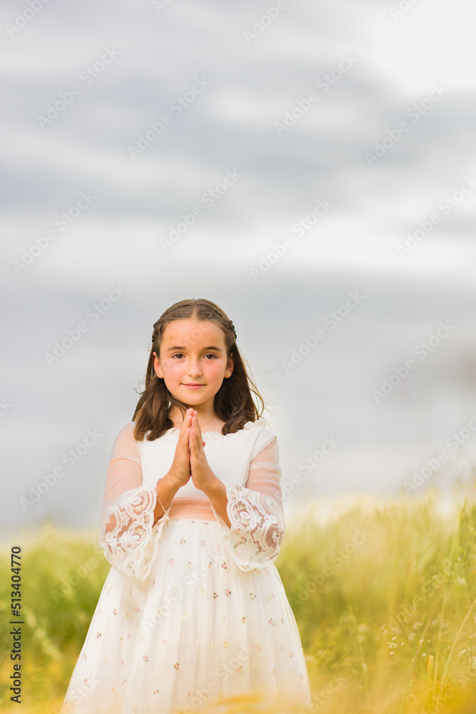 communion girl. catholic religion child celebration hispanic female portrait. summer and spring communion girl. catholic religion child celebration hispanic female portrait. summer and spring