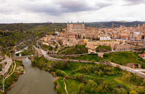 Castle of San Servando aerial view in Toledo, Spain