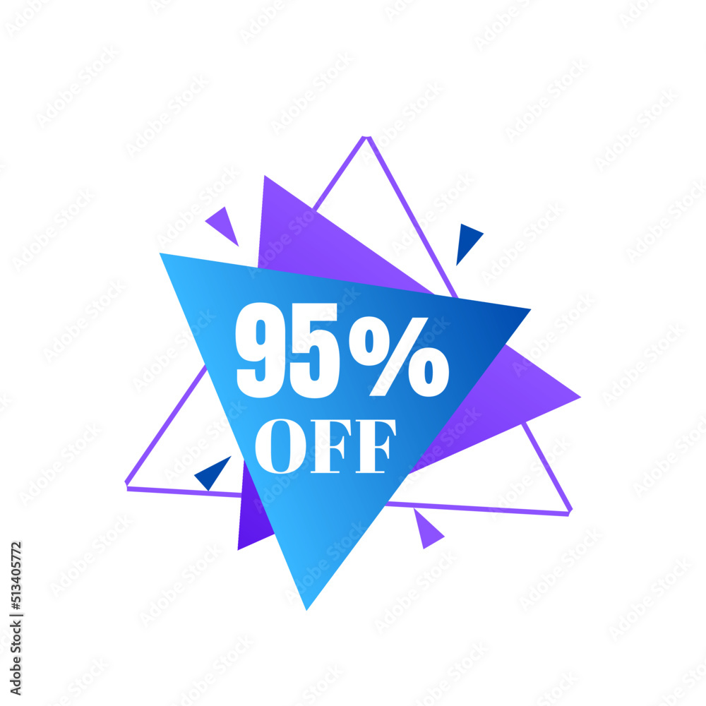 95% percent discount online, with blue and purple triangle shaped design, vector illustration 95% percent discount online, with blue and purple triangle shaped design, vector illustration