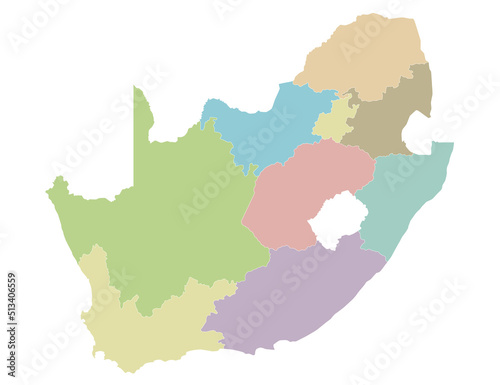 Vector blank map of South Africa with provinces and administrative divisions. Editable and clearly labeled layers. photo