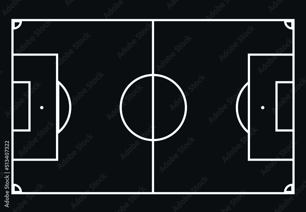 Vector illustration of a soccer field and all the field markings Vector illustration of a soccer field and all the field markings