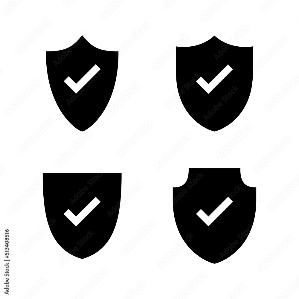 Shield check mark icon vector. Protection approve sign. Insurance icon Shield check mark icon vector. Protection approve sign. Insurance icon
