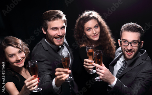 happy young people with a glass of wine.