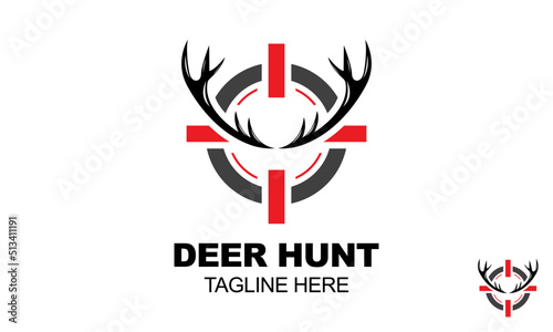 Deer Hunt Logo Design Template.