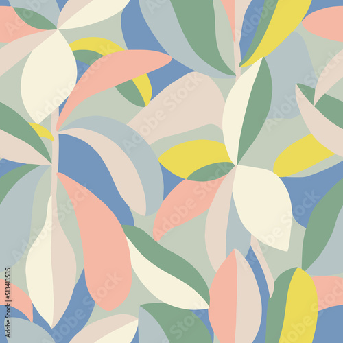 Vector nature abstract leaf themed illustration seamless repeat pattern fashion and fabric digital artwork