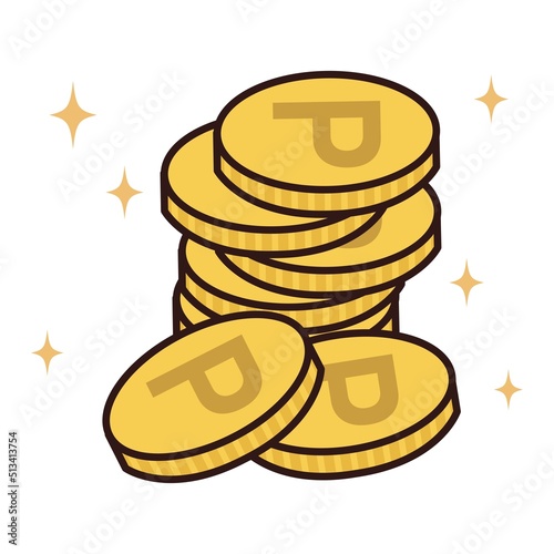 キラキラ光るポイント金貨のイラスト