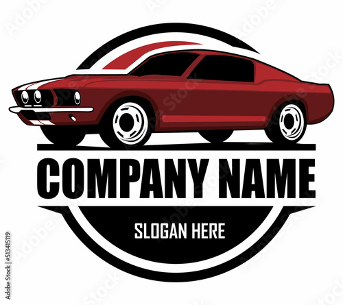 mucle car logo- vector car isolated on dark red looks elegant from a stylish front and great for banners  templates  emblems  badges  clothes