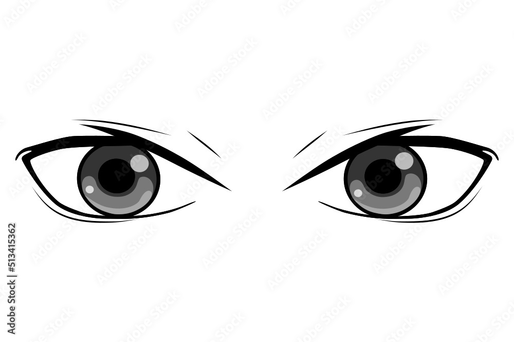 Fototapeta premium cute cartoon eyes Collection of cartoon eyes with a variety of emotions Japanese faces of male and female characters. Cartoon eyes. For shirt screen work. Vector illustration on a white background.