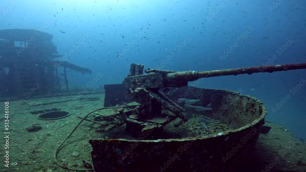 custom made wallpaper toronto digitalUnder water film of the gun torrent of the ship wreck HTMS Sattakut at Ko Tao island - Sail Rock Island in Thailand