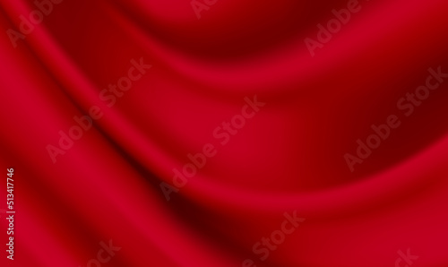 Abstract vector background luxury red silk or satin texture. Red cloth or liquid wave or wavy folds of grunge silk. Red luxurious background design of elegant curves red material. Vector illustration. photo