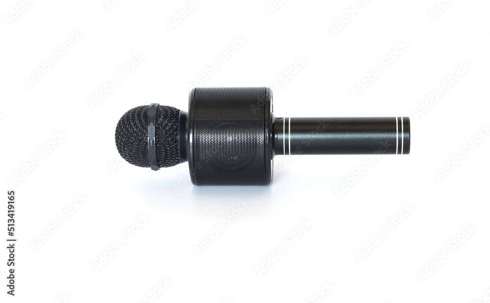 Black bluetooth microphone on white background. Black bluetooth microphone on white background.