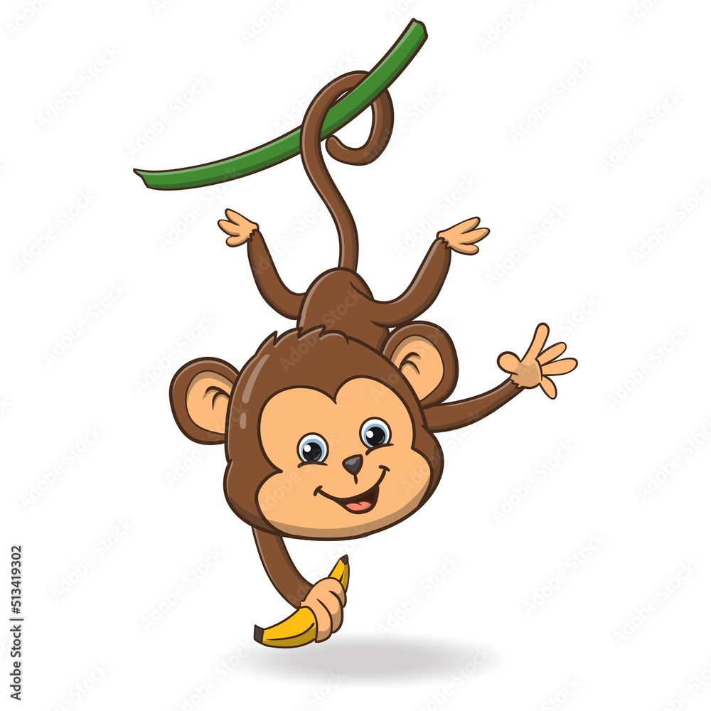  vector illustration of cute monkey cartoon. isolated on white
