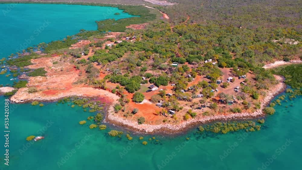 Aerial footage of camping site in Broome, Western Australia Stock Video