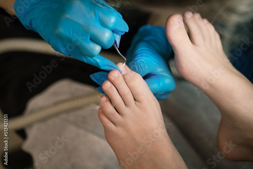 pedicure procedure in a beauty salon close-up