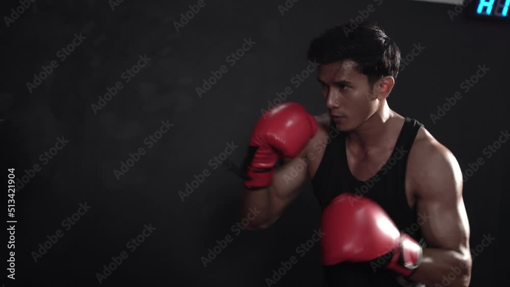 Male boxer training, Fit man boxing at gym, Young sporty man in the gym Male boxer training, Fit man boxing at gym, Young sporty man in the gym