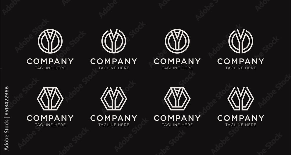 Set of letter Y monogram logo design bundle. The logo can be used for any company business