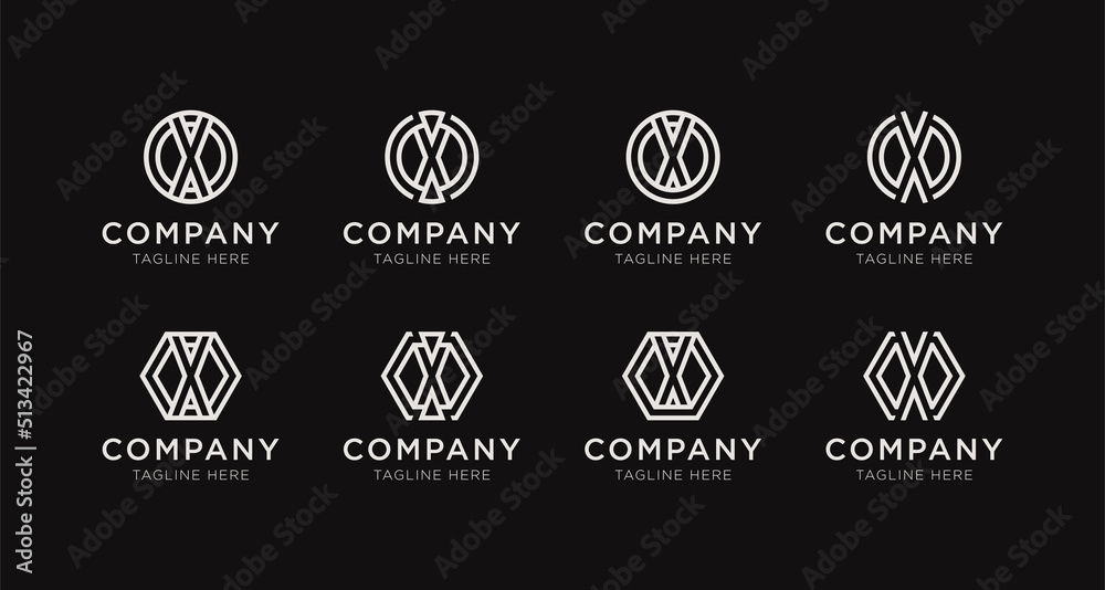 Set of letter X monogram logo design bundle. The logo can be used for any company business