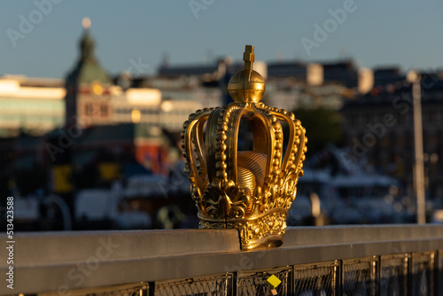 Stockholm, Sweden The Gilded Crown on Skeppsholmsbron, or Skeppsholm bridge.