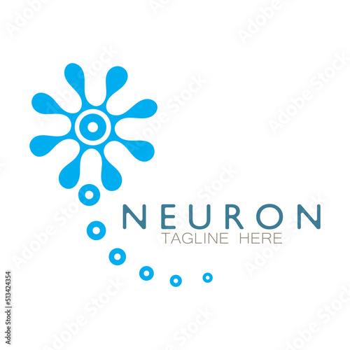 Neuron logo or nerve cell logo design,molecule logo illustration template icon with vector concept