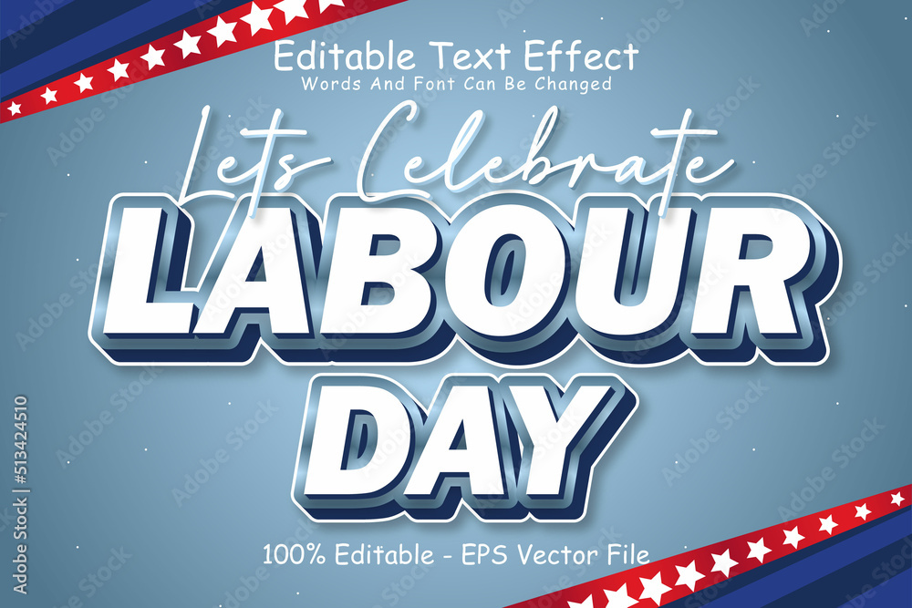 Celebrate Labour Day Editable Text Effect 3 Dimension Emboss Modern Style