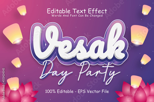 Vesak Day Party Editable Text Effect 3 Dimension Emboss Modern Style