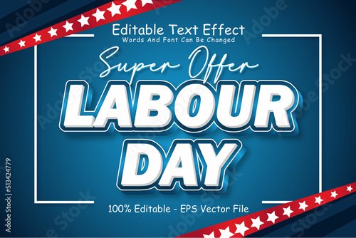 Super Labour Day Editable Text Effect 3 Dimension Emboss Modern Style