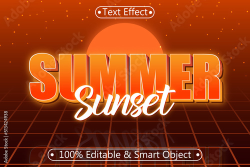 Summer Sunset Editable Text Effect 3D Emboss Retro Style