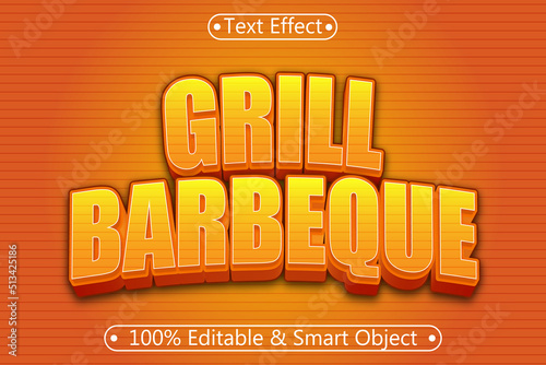 Grill Barbeque Editable Text Effect 3D Emboss Modern Style