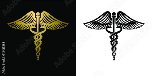 Medical Snake Caduceus Logo Sign Template Vector Isolated on White Background