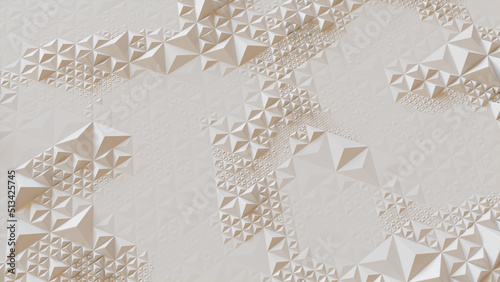 Light Futuristic Surface with Tetrahedrons. White, Abstract 3d Wallpaper. photo