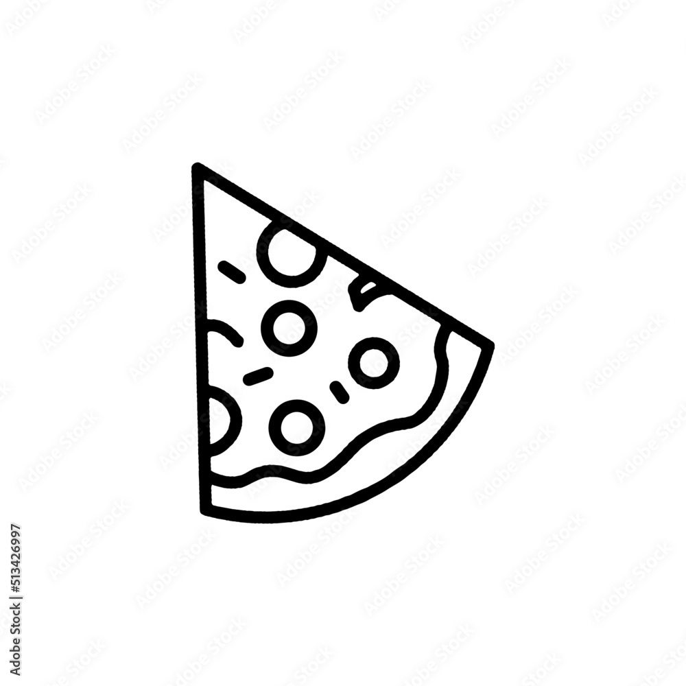 Pizza slice outline style vector icon Pizza slice outline style vector icon