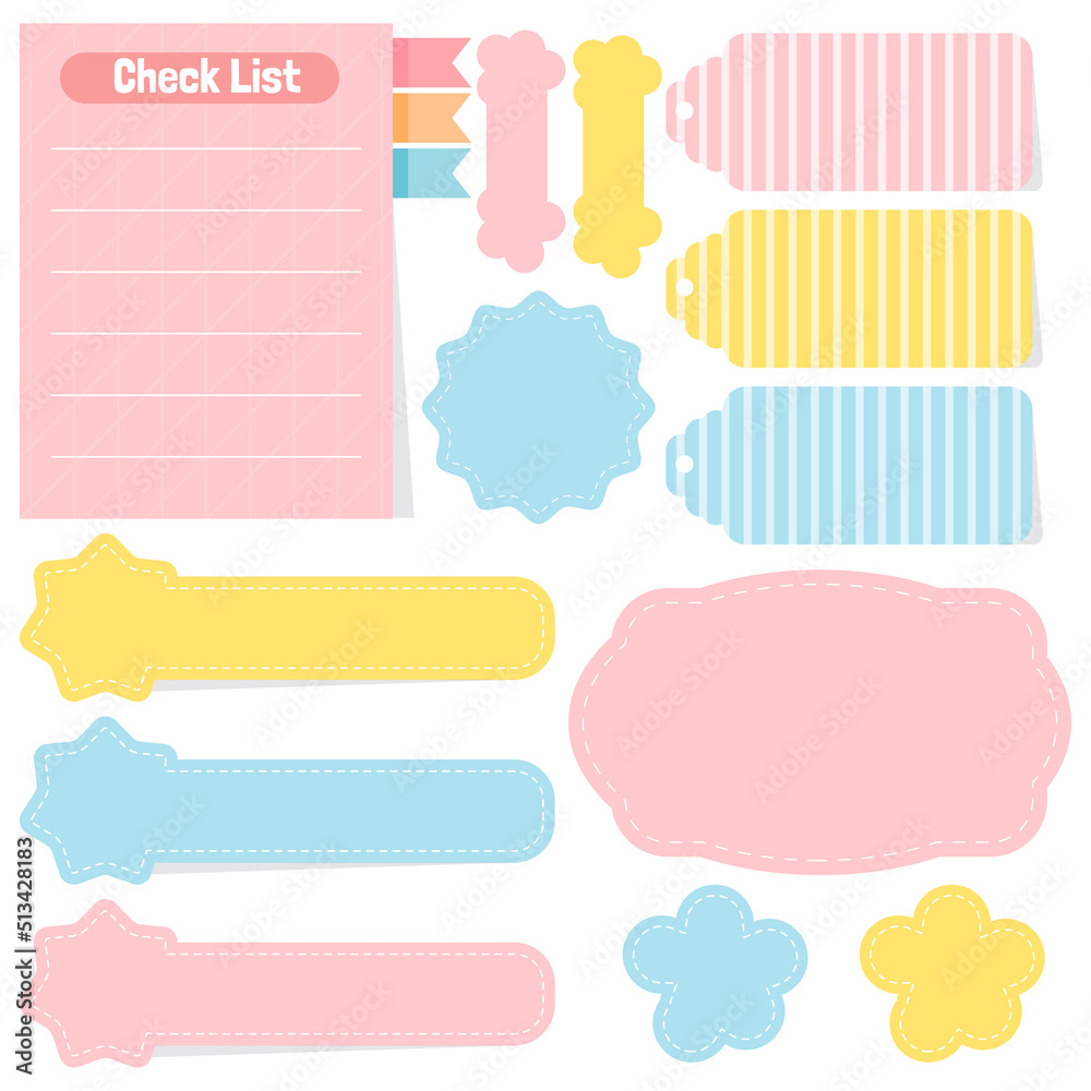 Cute paper notes. Stationary set. Scrapbook notes and cards.Printable planner stickers. To Do List note. Template for your message. Decorative planning element. Vector illustration. Cute paper notes. Stationary set. Scrapbook notes and cards.Printable planner stickers. To Do List note. Template for your message. Decorative planning element. Vector illustration.