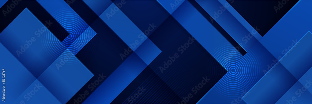 Blue abstract vector long banner. Minimal background with arrows circles geometric shapes and copy space for text. Facebook cover, web banner Blue abstract vector long banner. Minimal background with arrows circles geometric shapes and copy space for text. Facebook cover, web banner