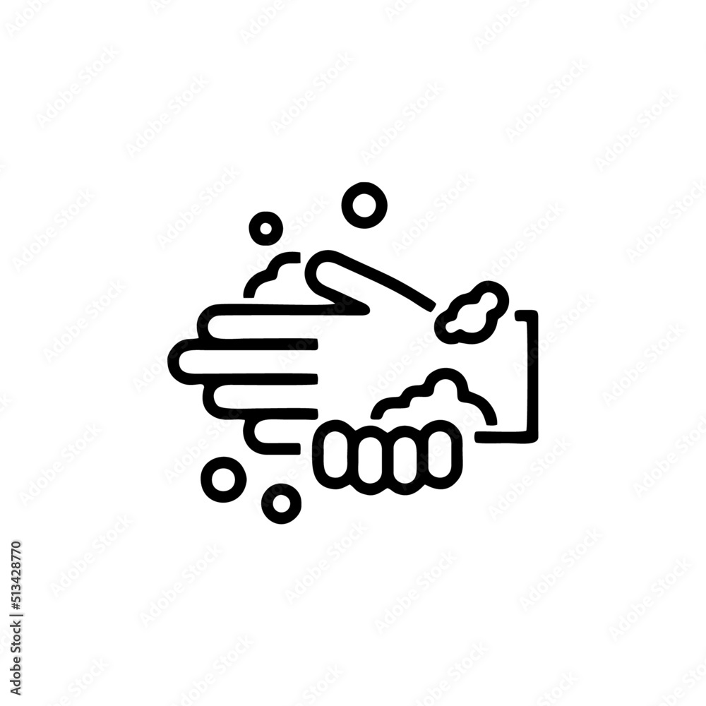 Hand wash flat line icon symbol