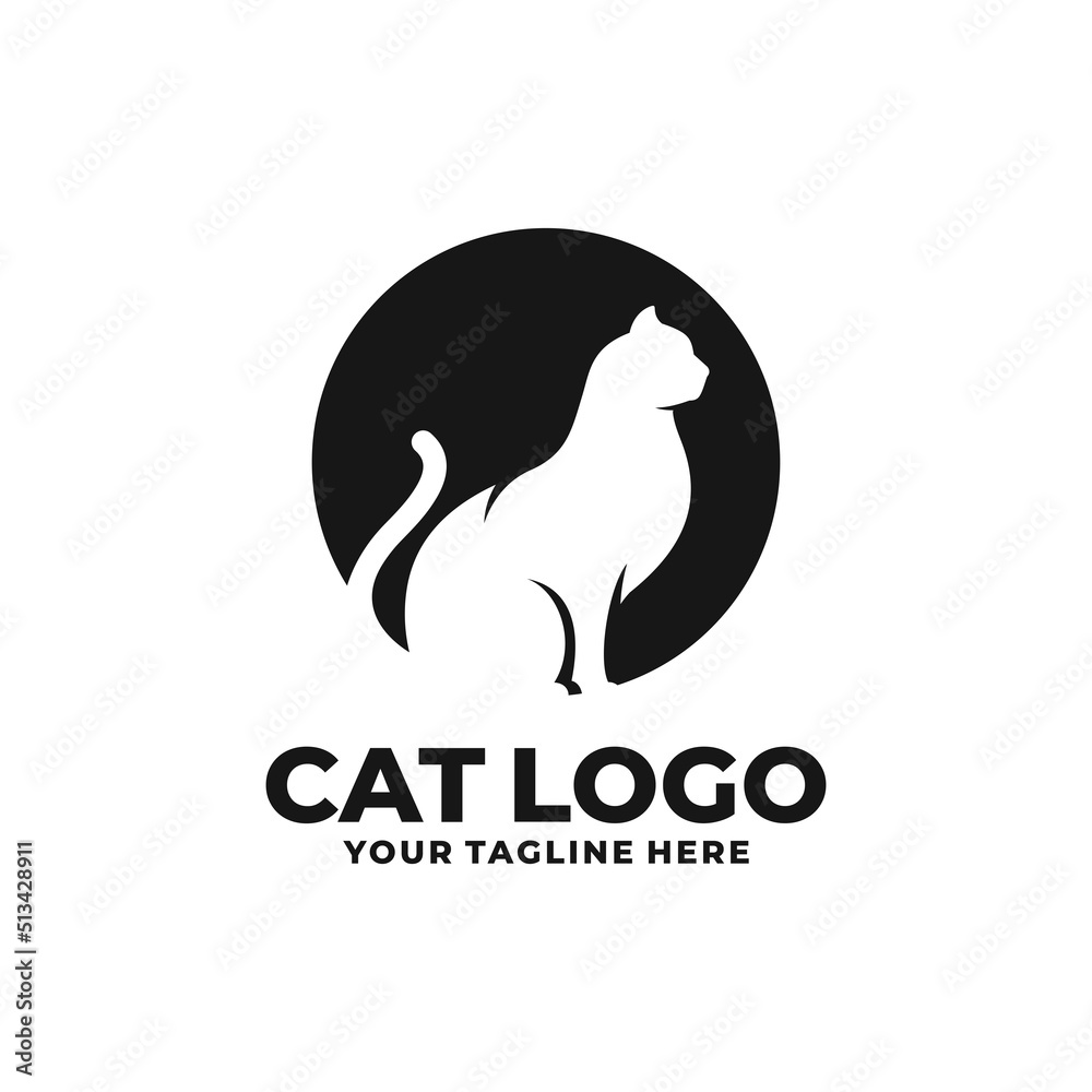Obraz premium Cat simple flat logo vector