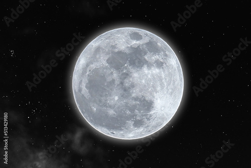Full moon with stars on the sky.