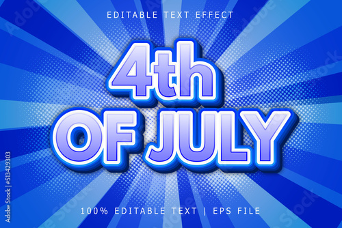 4 Th Of July Editable Text Effect 3 Dimension Emboss Modern Style