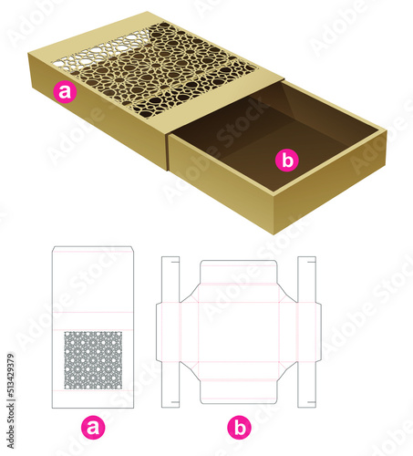 packaging box die cut template and 3D mockup