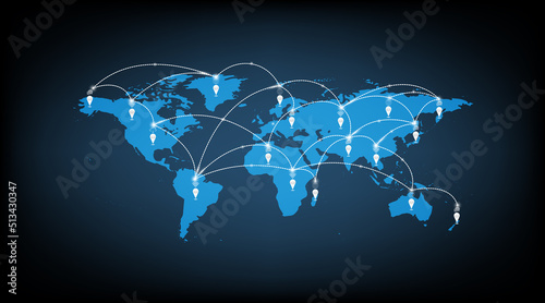 world social network illustrator vector with communication with electronic equipment