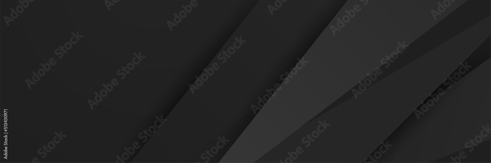Black abstract banner background. Dark deep black dynamic vector background with diagonal lines. Modern creative premium gradient. 3d cover of business presentation banner with geometric element