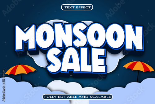 Monsoon Sale Editable Text Effect 3 Dimension Emboss Modern Style