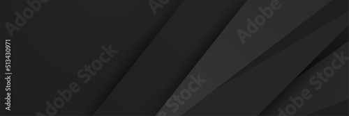 Black abstract banner background. Dark deep black dynamic vector background with diagonal lines. Modern creative premium gradient. 3d cover of business presentation banner with geometric element