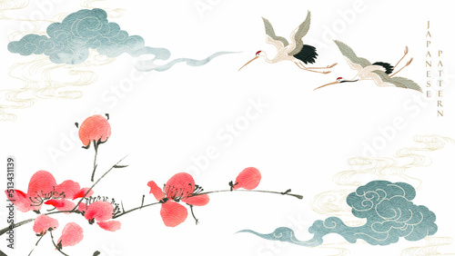 Print op canvas Japanese background with cherry blossom flower vector