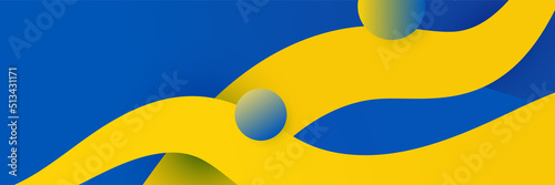 Free Download Modern blue and yellow abstract banner background. Blue background with orange and yellow color composition in abstract. Abstract backgrounds with a combination of lines and circle dots square waves - GFXLoad