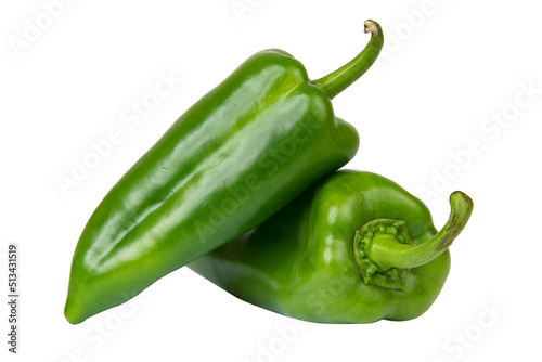 Bell green pepper paprica isolated on the white background